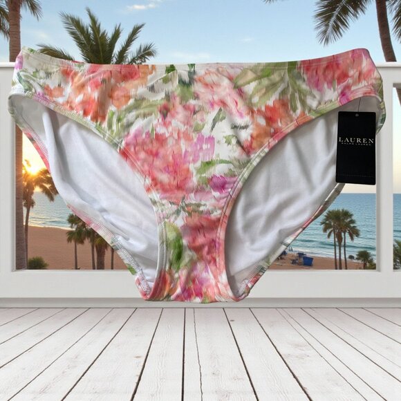 Lauren Ralph Lauren Floral Bikini Bottom Swimwear Beach Resort Coastal - Picture 1 of 8
